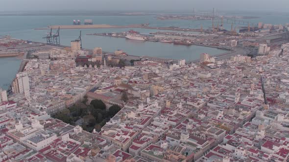 Aerial view of buildings in Cadiz