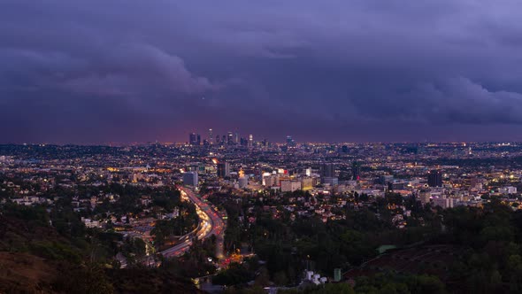 Los Angeles and Hollywood Cloudy Day to Night