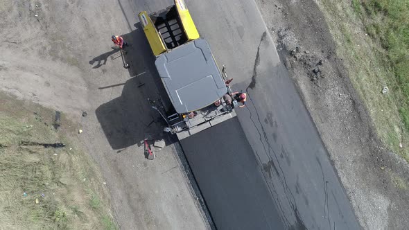 Aerial view of a road under construction