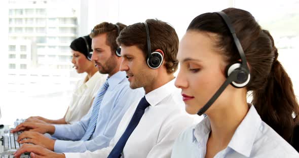 Call center employees at work