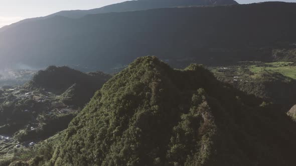 Aerial view of landscape near Hell Bourg, Saint Benoit, Reunion.