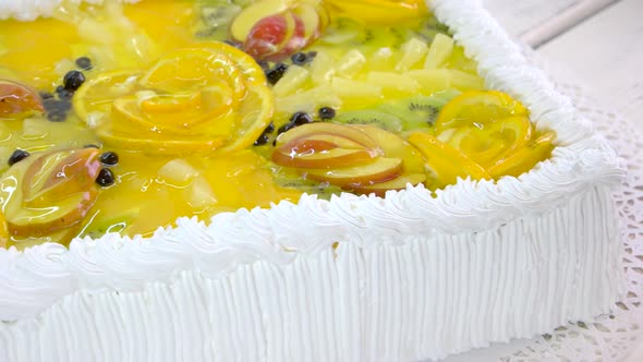Beautifully Decorated Cake with Fresh Fruits