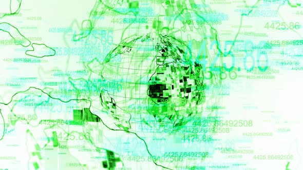 Green Coding Particle Digital Planet Earth White Background