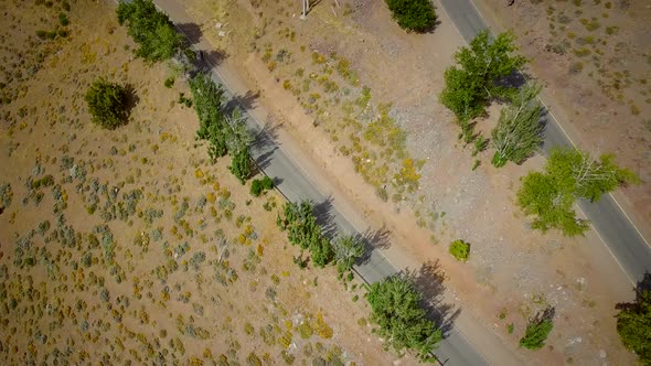 Aerial view of Camino A Farellones, Lo Barnechea, Santiago, Chile.