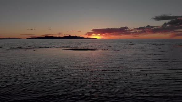 Rotating motion as the sun sets on the Great Salt Lake in Utah.