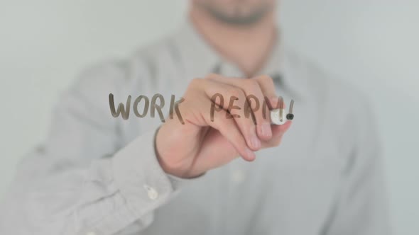 Work Permit Writing on Screen with Hand