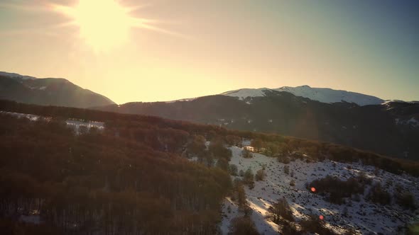 Drone View of Snow Capped Peaks