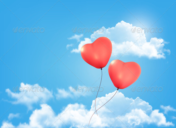 Valentine Heart-Shaped Balloon in a Blue Sky