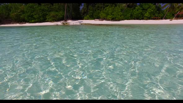 Aerial travel of beautiful tourist beach time by blue water with white sand background of journey ne