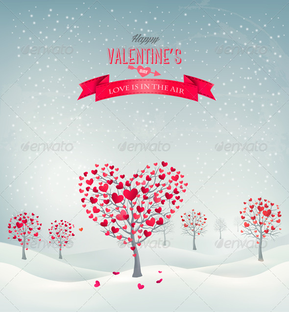 Valentine Trees with Heart-Shaped Leaves