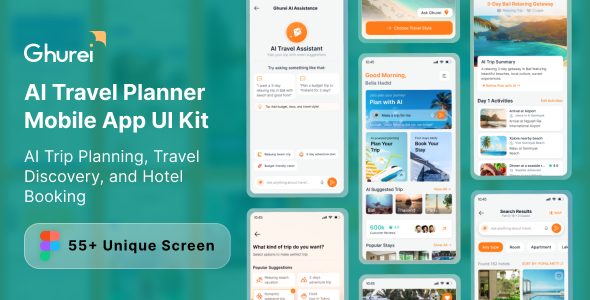 Ghurei – Travel & Tour Booking Mobile App Figma UI Kit