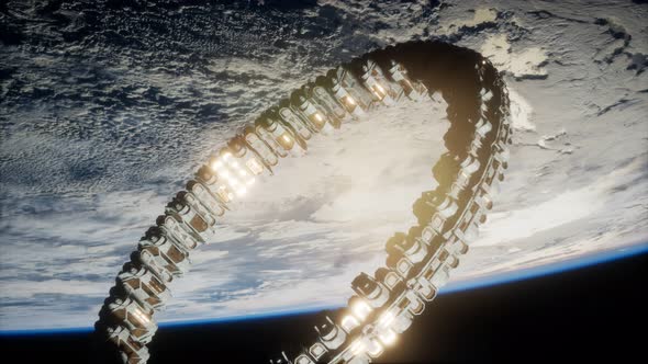 Futuristic Space Station on Earth Orbit