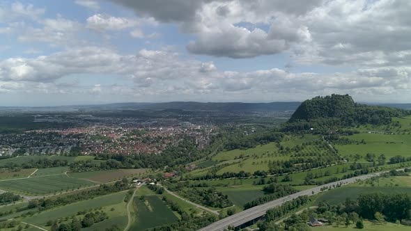 Top view of the city of Singen in Germany.