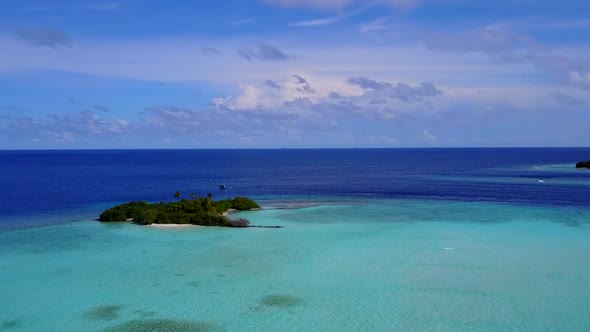 Aerial view nature of island beach journey by blue lagoon and sand background