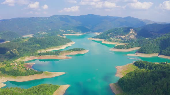 Aerial View on Beautiful Artificial Zaovine Lake From Tara Mountain in Serbia