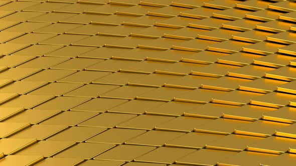 Abstract Waving Realistic Gold Background Looped Animation
