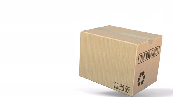 Falling Box Against White Background alt