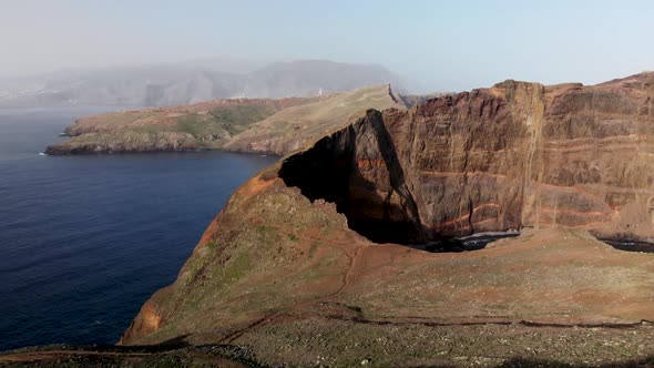 Drone Flying Over Ponta de Sao Lourenco Coastline, Madeira Island, Portugal