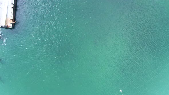 Bird's eye view of the pier system infrastructure seaside of Vineyard Haven city