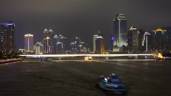 Guangzhou Cityscape China with Boats Traffic