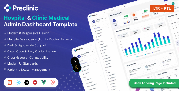 PreClinic - Clinic and Hospital Management Admin Dashboard Template