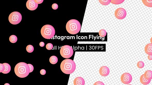 Instagram Icon Logo Flying with Alpha