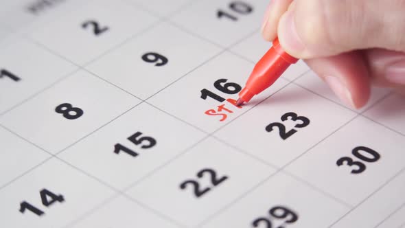 Crop Person Marking Deadline Date in Calendar