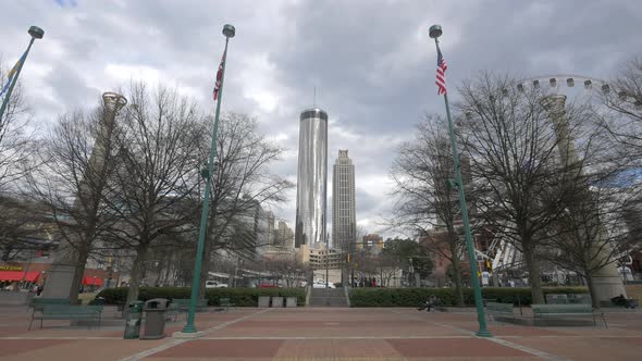 Atlanta's skyscrapers near a park