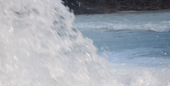 Waterfall with water spray