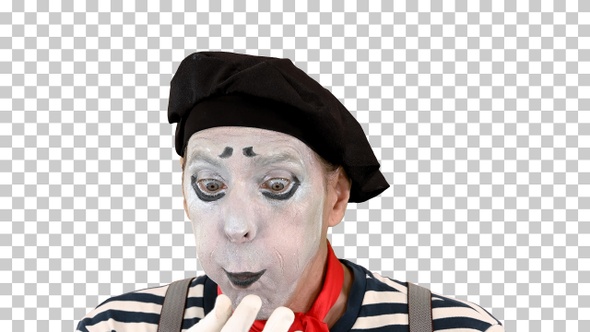 Mime blowing an imaginary balloon, Alpha Channel