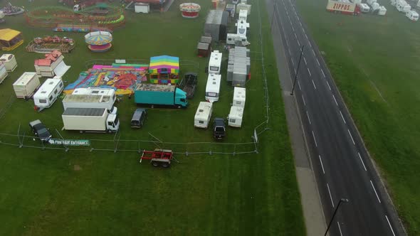 Drone shot of beautiful amusement park in London