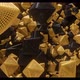 3D animation of flying rotating gold and black geometric shapes, octahedron - VideoHive Item for Sale