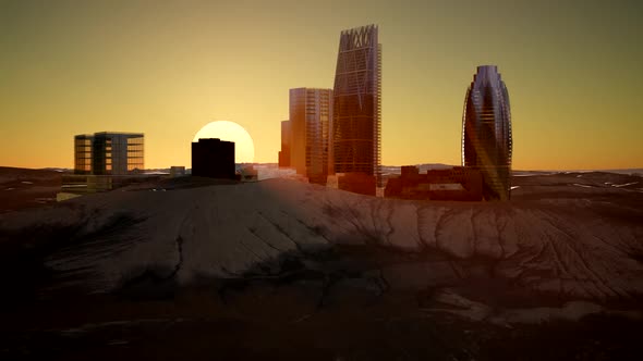 City Skyscrapes in Desert