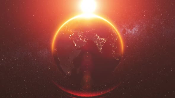 Earth Orbit Rotation Reverse Bright Red Sun Beam alt