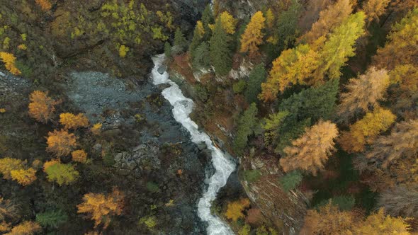 Aerial view of Orlegna river canyon, Grisons, Switzerland