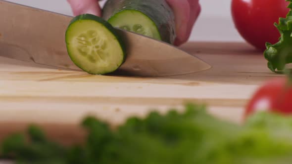 Slicing cucumbers, closeup