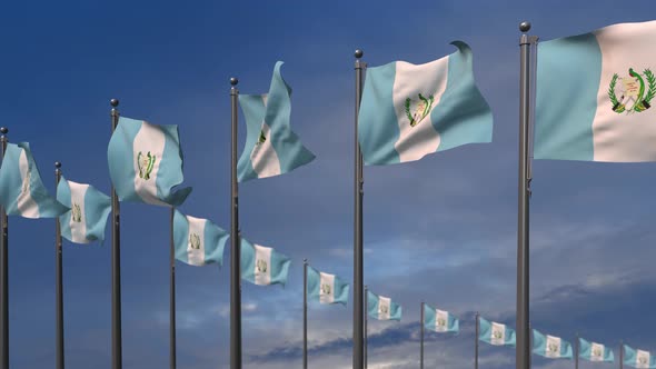 The Guatemala Flags Waving In The Wind   - 4K