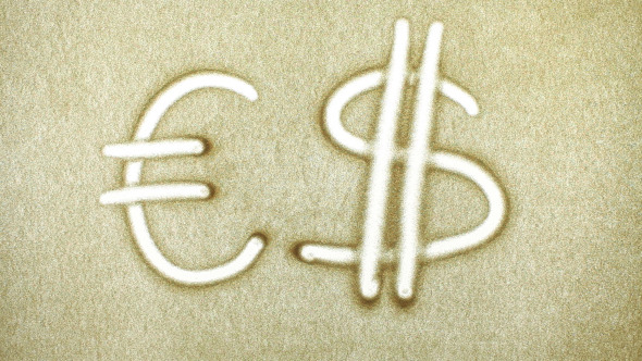 Exchange Euro Dollar Drawing In The Sand 