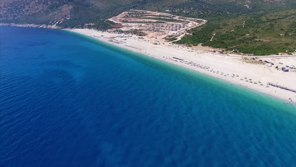 Beach with blue water in Albania