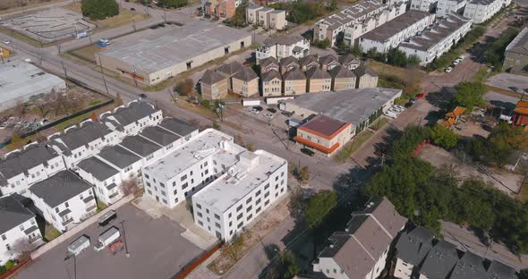 Aerial view of newly built homes near downtown Houston, Texas