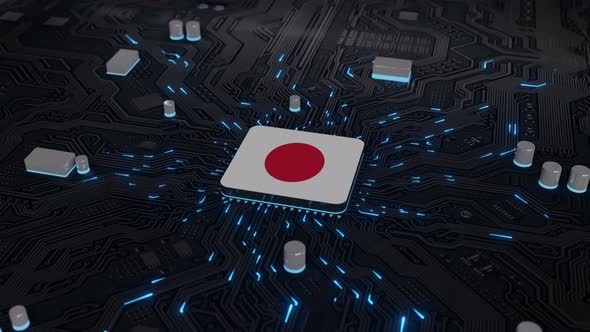 japan Flag on the Operating Chipset circuit board