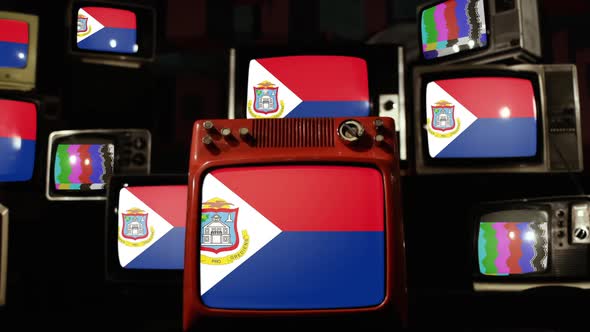 Flag of Sint Maarten on Retro TVs.