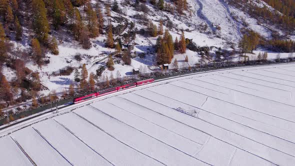 Snow Train in Switzerland Used to Shuttle Passengers and Skiers to Ski Resorts