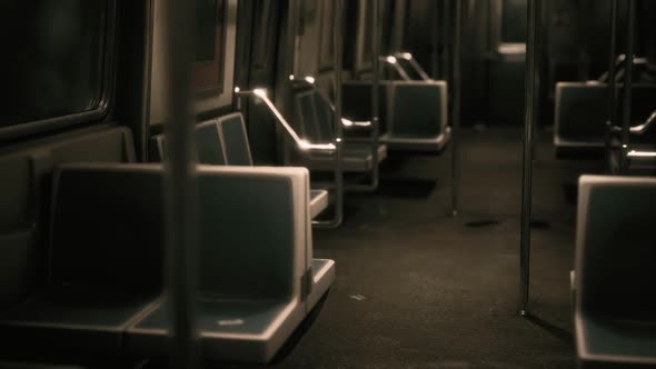 Inside of New York Subway Empty Car