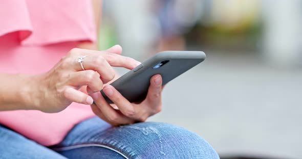 Close up of woman use of mobile phone