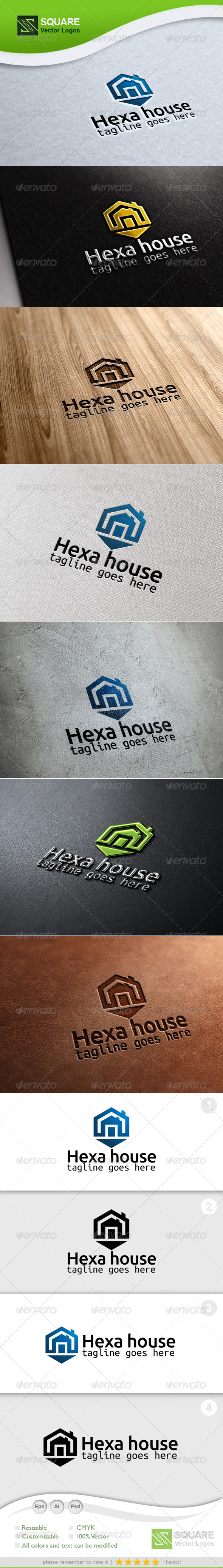 Hexagon, House Vector Logo Template