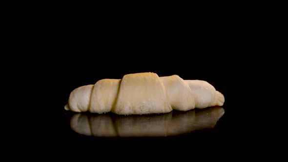 Zoom in Shot Homemade Croissants Baking and Rising in Electric Oven Timelapse