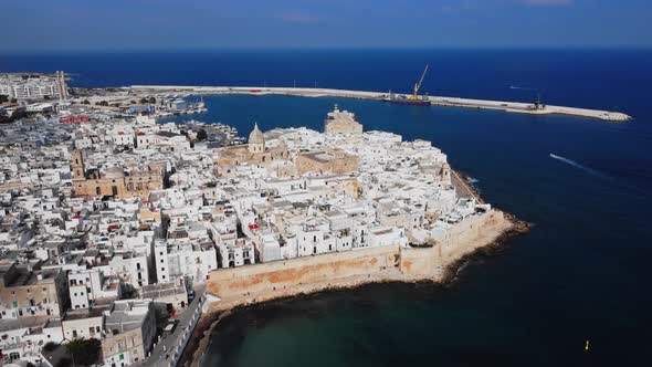 Aerial View Over the City of Monopoli at the Italan East Coast