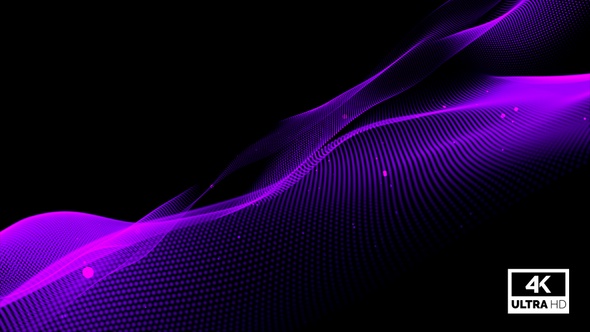 Purple Particles Wave Flow Background Animation Looped V16