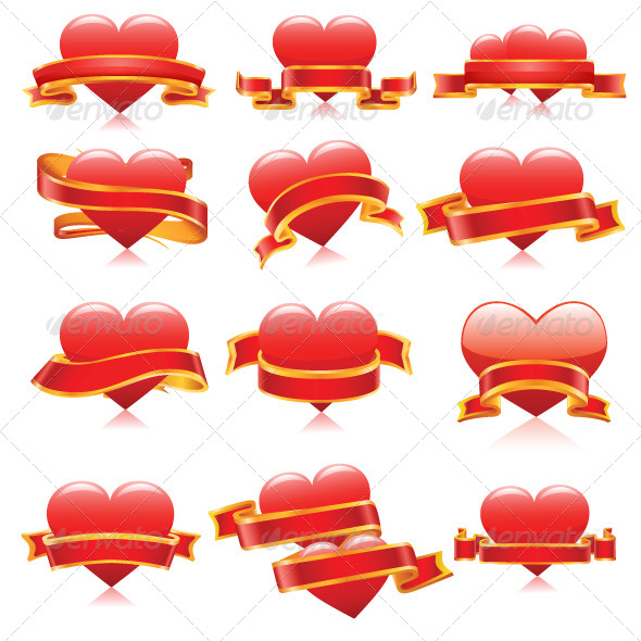 Heart Banners for Valentine`s Day